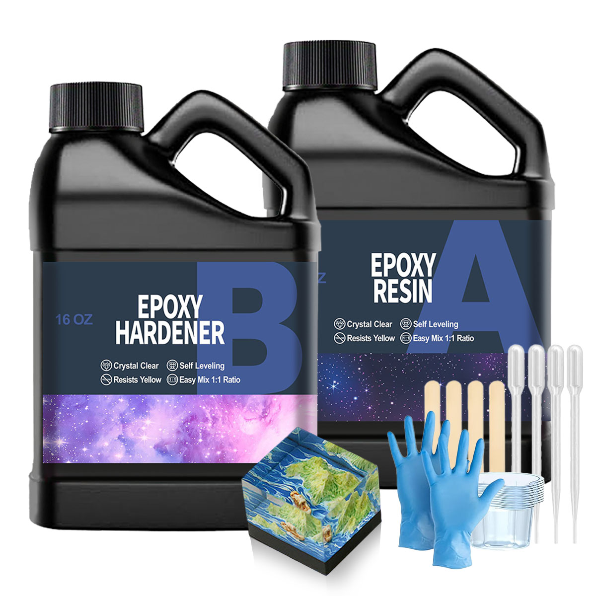 Resin Jewelry Kit - مجموعة راتنج الإيبوكسي الشفاف 32 أونصة،